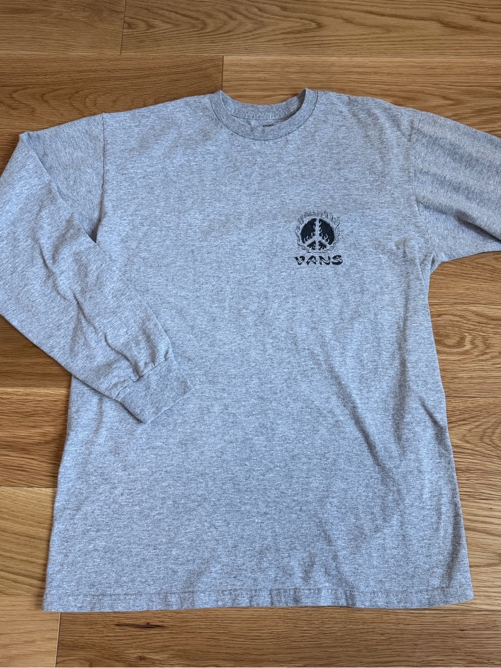 Vans Heather Gray Long Sleeve Crewneck with Peace Logo
